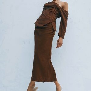 ZARA Brown Draped Skirt- NWT Medium